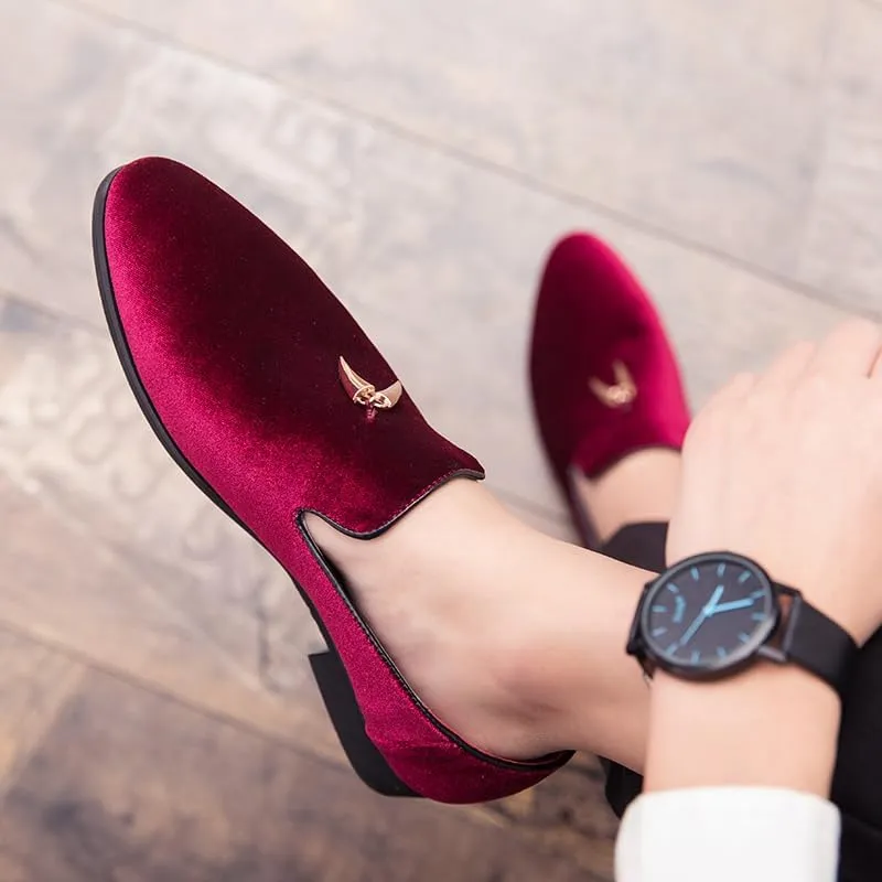 Men's Luxury Penny Loafer Slip-On Velvet Shoes Party Dancing Shoes Suede Wedding Shoes Smoking Slipper Plus Size 38-46