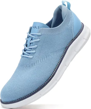 Men's Mesh Dress Shoes Casual Business Lace Up Oxford Sneakers Lightweight Breathable Walking Shoes Comfortable Thick Sole Tennis Footwear