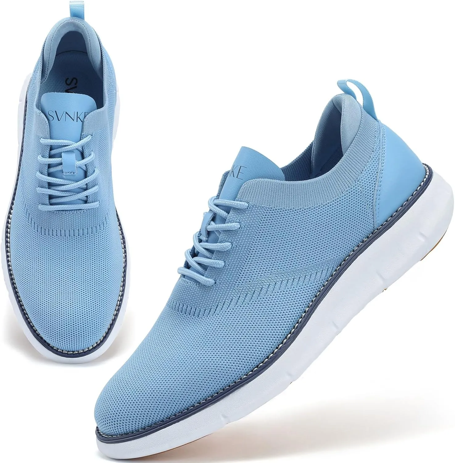 Men's Mesh Dress Shoes Casual Business Lace Up Oxford Sneakers Lightweight Breathable Walking Shoes Comfortable Thick Sole Tennis Footwear
