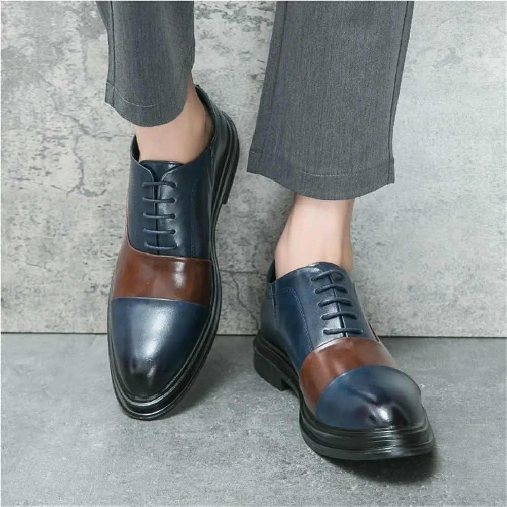 Mens Multicolor Leather Brogue Oxford Shoes Lace Up Wingtip Retro Business Prom Formal Events Comfortable