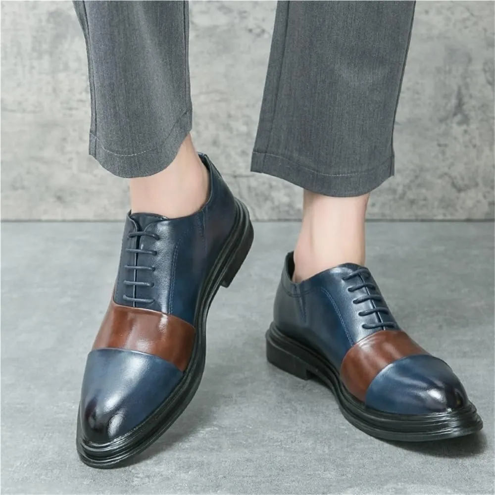 Mens Multicolor Leather Brogue Oxford Shoes Lace Up Wingtip Retro Business Prom Formal Events Comfortable