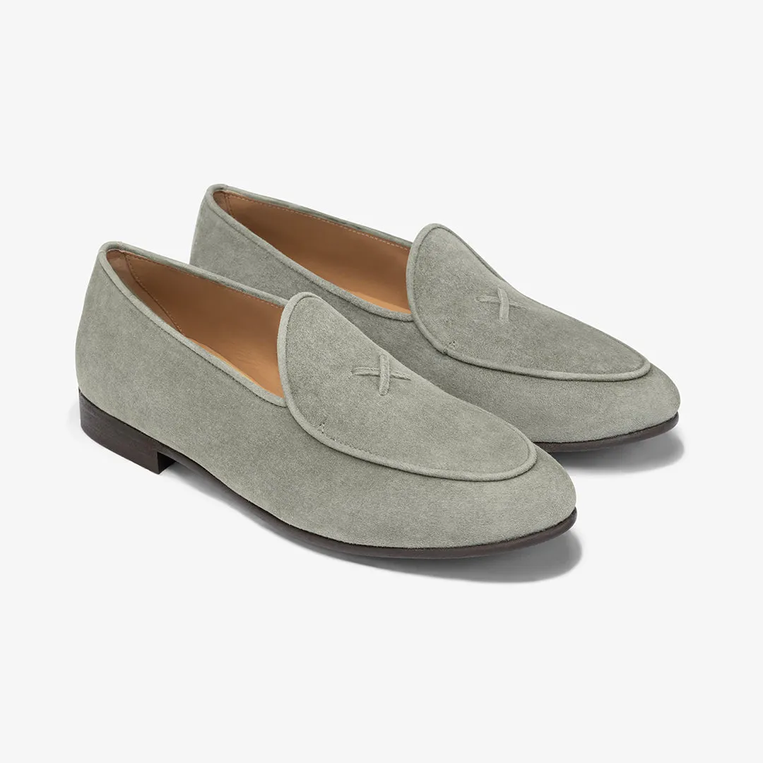 Men's Olive Grey Suede Milano Loafer From Del Toro Shoes