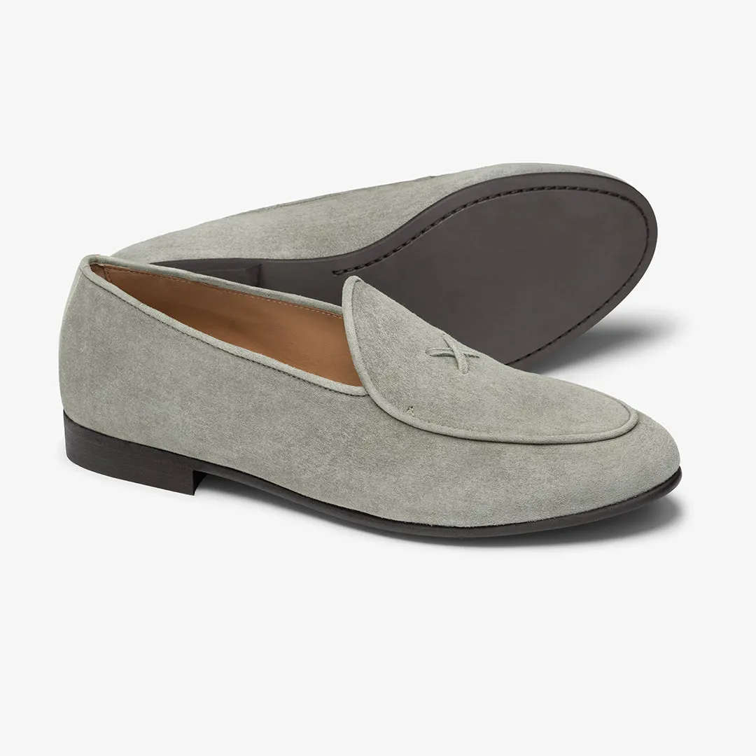 Men's Olive Grey Suede Milano Loafer From Del Toro Shoes