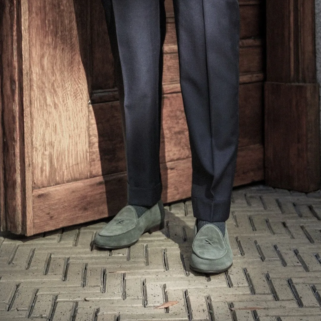Men's Olive Grey Suede Milano Loafer From Del Toro Shoes