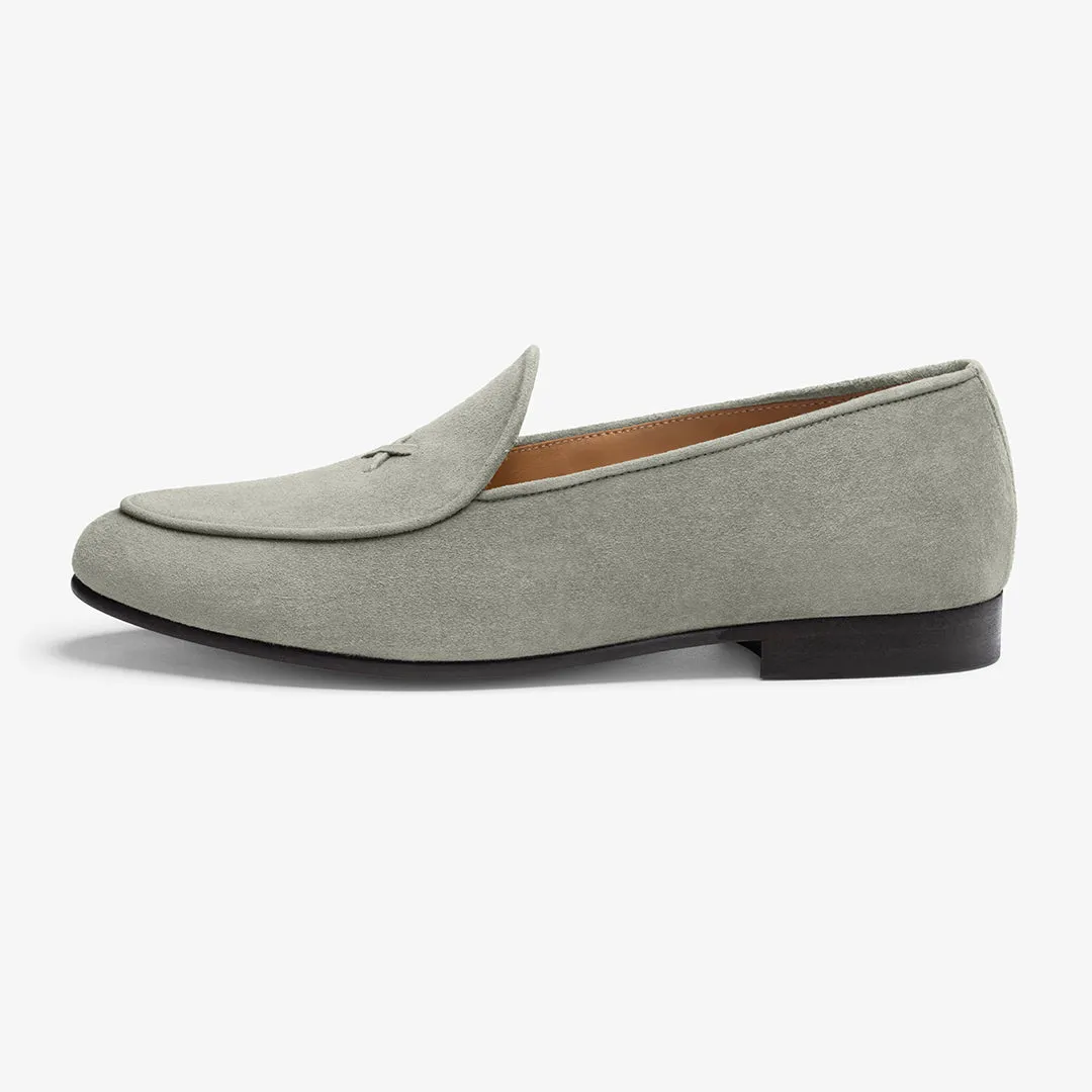Men's Olive Grey Suede Milano Loafer From Del Toro Shoes