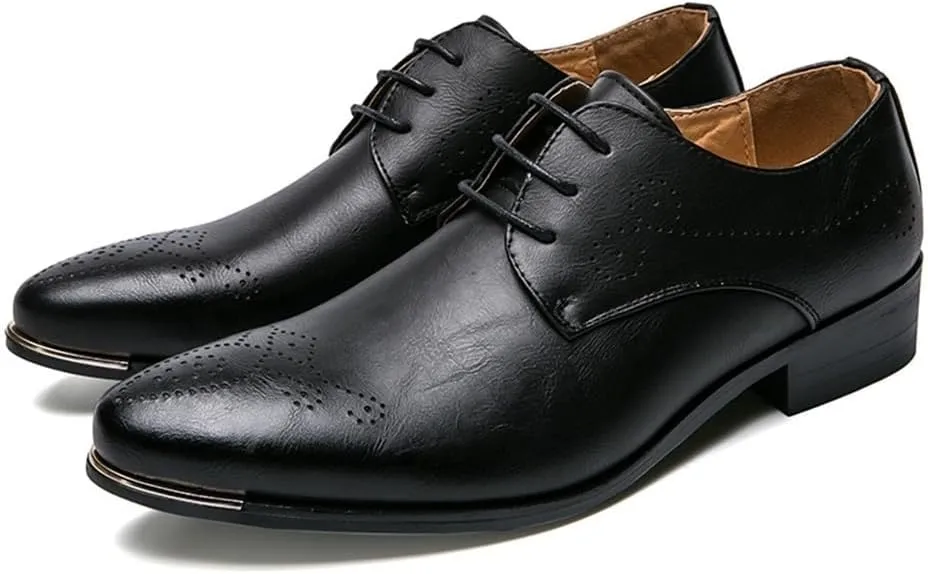 Mens Orthopedic Oxford Shoes Formal Business Lace Up Leather Pointed Toe Anti Slip Low Top Comfort Dress