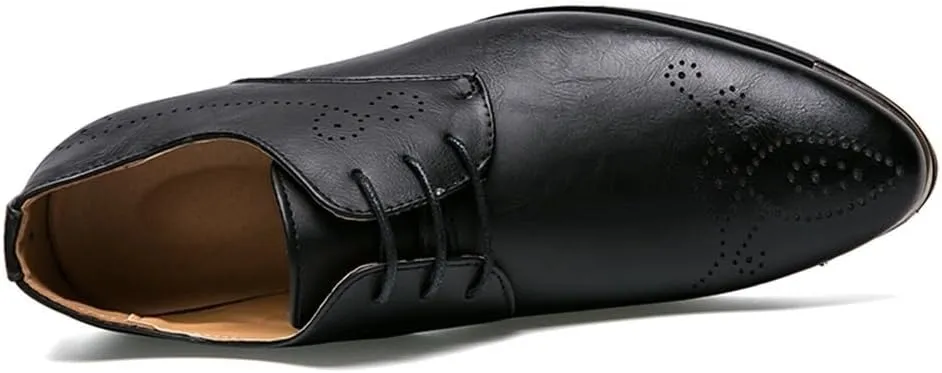 Mens Orthopedic Oxford Shoes Formal Business Lace Up Leather Pointed Toe Anti Slip Low Top Comfort Dress