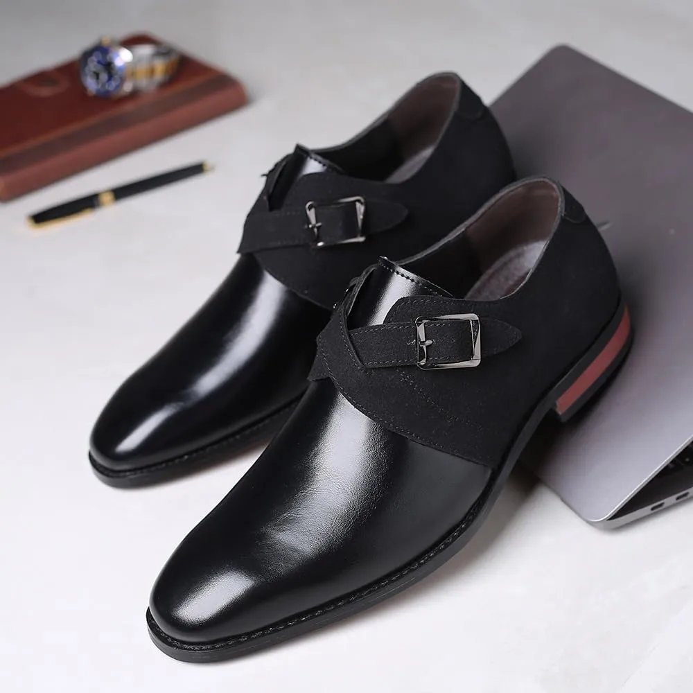 Mens Oxford Dress Shoes Business Casual Comfortable Orthopedic Leather Suede Patent Leather Buckle Driving Shoes for Men