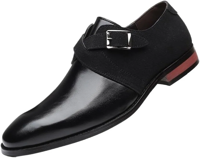 Mens Oxford Dress Shoes Business Casual Comfortable Orthopedic Leather Suede Patent Leather Buckle Driving Shoes for Men