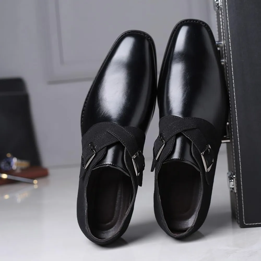 Mens Oxford Dress Shoes Business Casual Comfortable Orthopedic Leather Suede Patent Leather Buckle Driving Shoes for Men