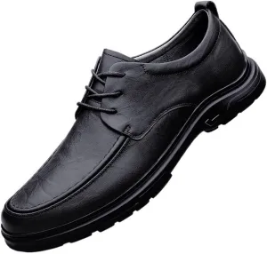 Men's Oxford Dress Shoes Vintage Lace Up Prom Brogue Calfskin Leather Casual Slip Resistant Shoe