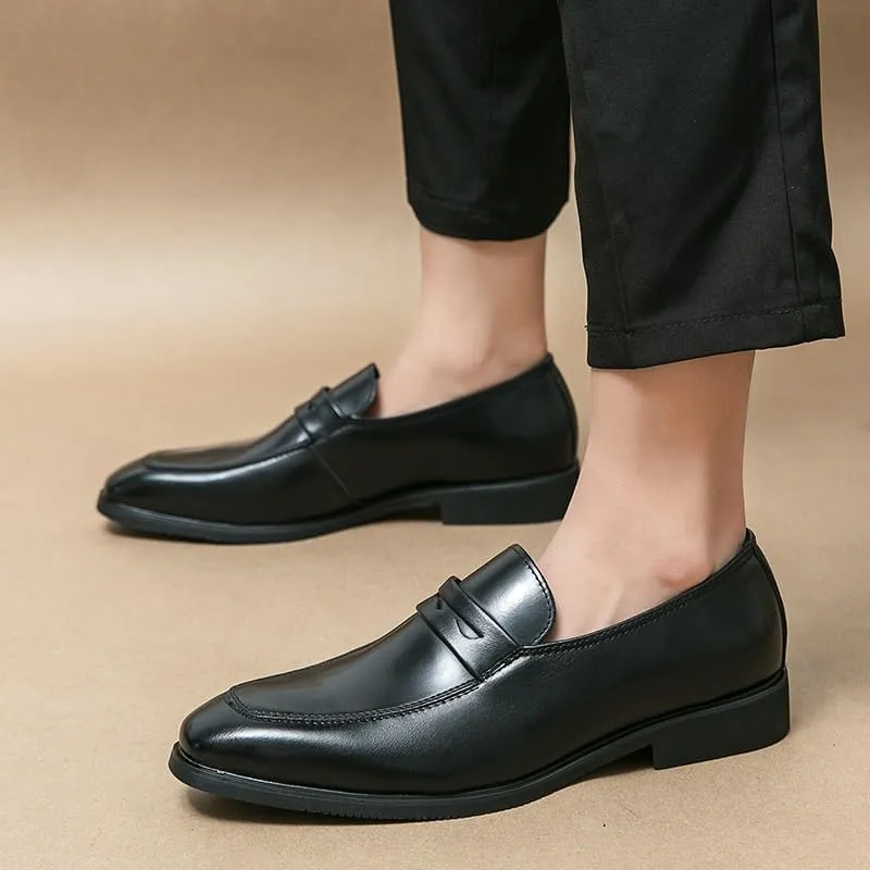 Men's Oxford Shoes Slip On Round Toe Crocodile Print Cowhide Non-Slip Anti-Slip Block Heel Outdoor Shoes for Casual & Formal Wear
