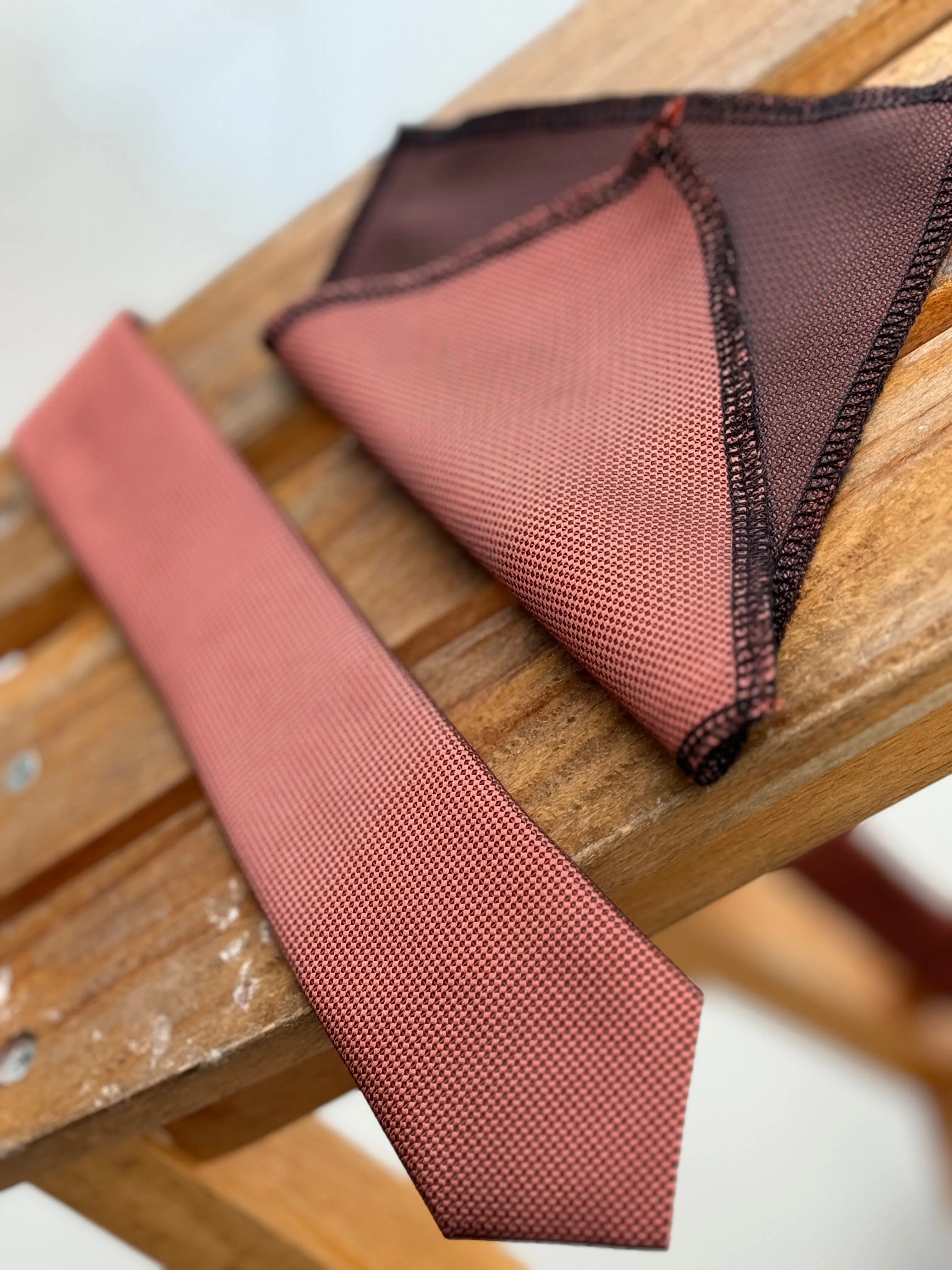 Men’s Oxford Weave Slim Tie Formal Neckwear- Burnt Orange