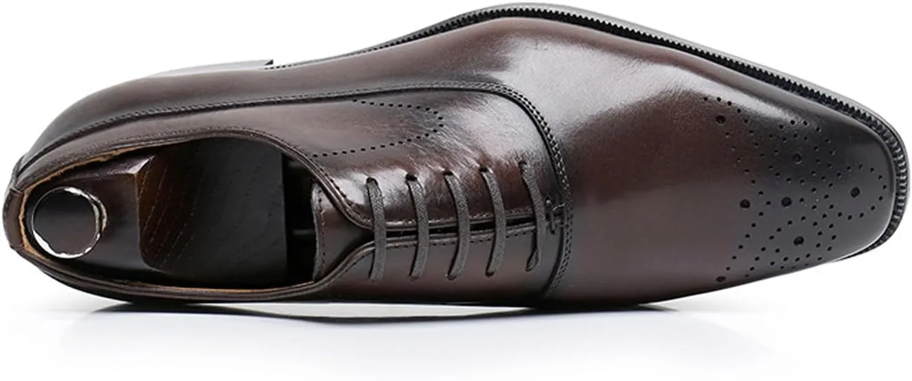 Mens Oxfords Dress Formal Shoes Genunie Leather Modern Brogues Oxford Fashion Business Casual Derby Prom Wedding Suit Shoes Tuxedo Shoes for Men
