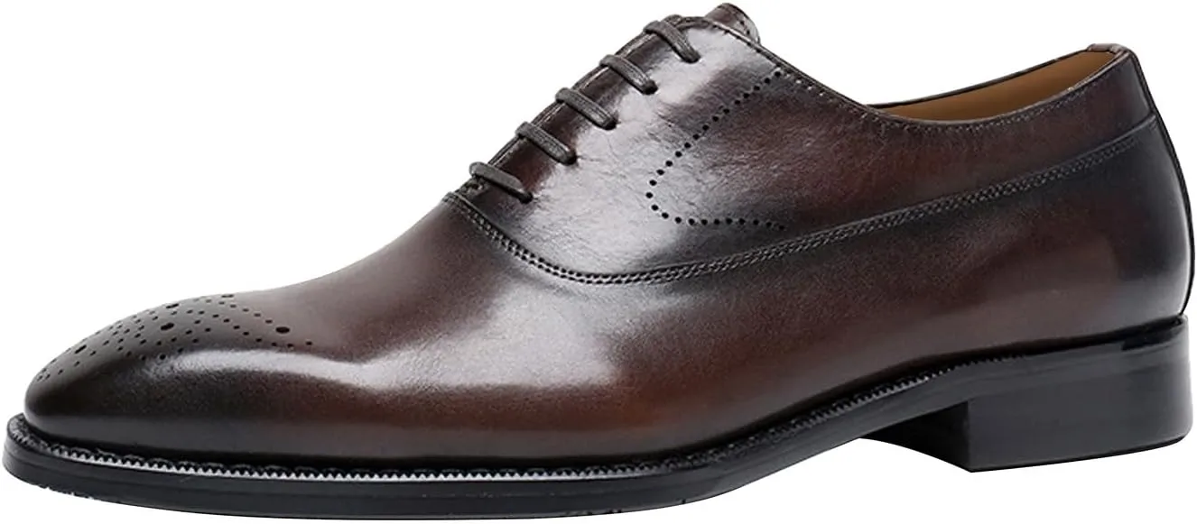 Mens Oxfords Dress Formal Shoes Genunie Leather Modern Brogues Oxford Fashion Business Casual Derby Prom Wedding Suit Shoes Tuxedo Shoes for Men