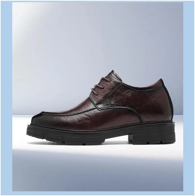 Mens Oxfords Leather Dress Shoes Business Casual Derby Shoe Comfortable Cowhide Soles Non-Slip Slip-On Walking Shoes