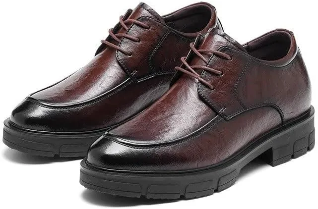 Mens Oxfords Leather Dress Shoes Business Casual Derby Shoe Comfortable Cowhide Soles Non-Slip Slip-On Walking Shoes