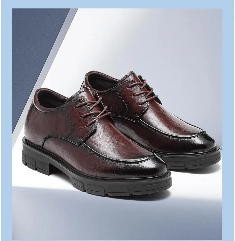 Mens Oxfords Leather Dress Shoes Business Casual Derby Shoe Comfortable Cowhide Soles Non-Slip Slip-On Walking Shoes