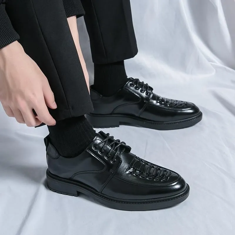 Mens Oxfords Shoes Fashion Comfortable Round Toe Lace Up Loafers Lightweight Casual Business Oxford Dress Shoes for Men