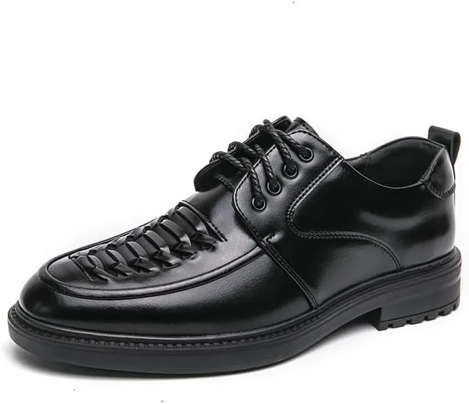 Mens Oxfords Shoes Fashion Comfortable Round Toe Lace Up Loafers Lightweight Casual Business Oxford Dress Shoes for Men