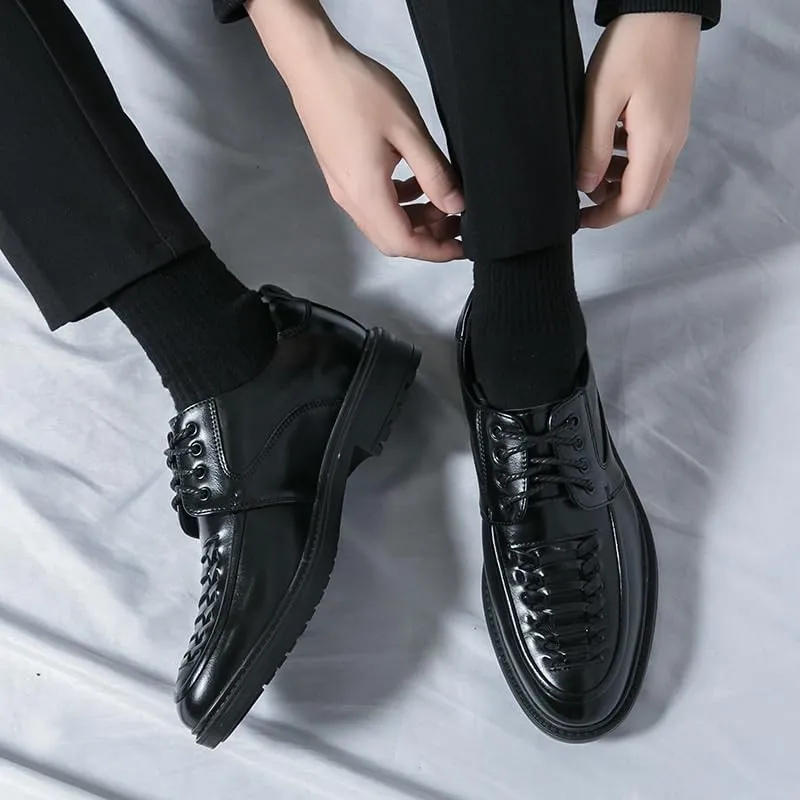 Mens Oxfords Shoes Fashion Comfortable Round Toe Lace Up Loafers Lightweight Casual Business Oxford Dress Shoes for Men