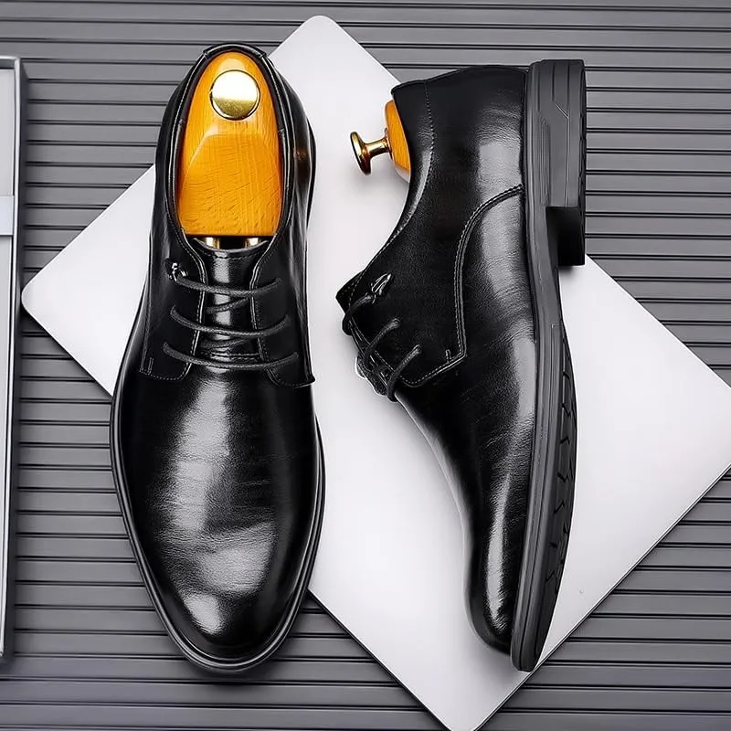 Men's Patent Leather Brogue Oxford Shoes - Stylish Dress Shoes for Business, Weddings, and Office Wear