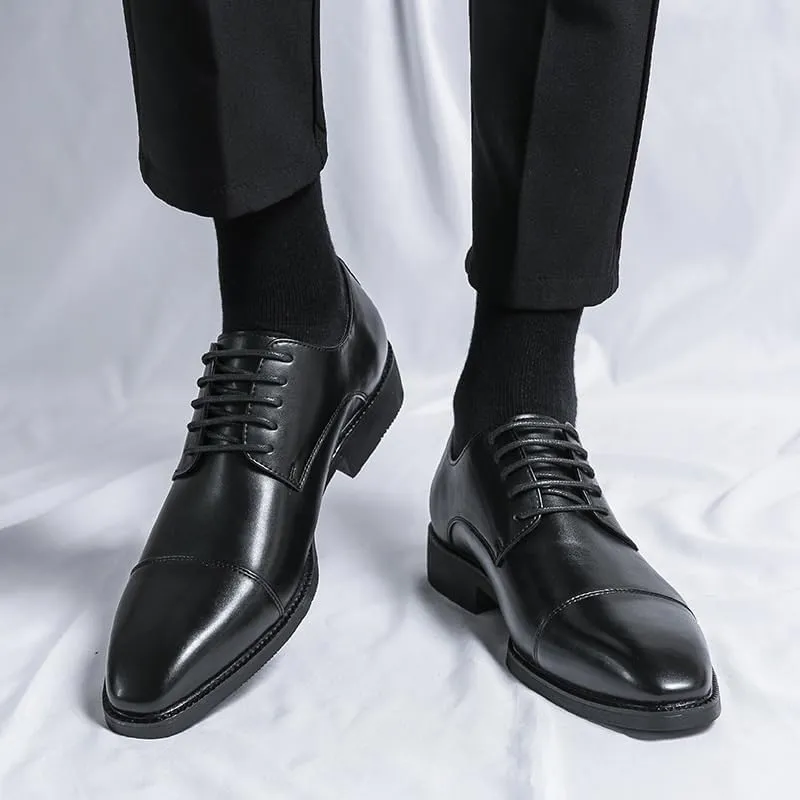 Men's Patent Leather Oxford Shoes Comfortable Classic Pointed Toe Tuxedo Dress Shoes Breathable Leather Wingtip Brogue Shoes for Men(Black,8)