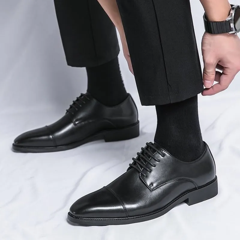 Men's Patent Leather Oxford Shoes Comfortable Classic Pointed Toe Tuxedo Dress Shoes Breathable Leather Wingtip Brogue Shoes for Men(Black,8)