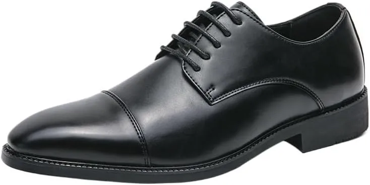 Men's Patent Leather Oxford Shoes Comfortable Classic Pointed Toe Tuxedo Dress Shoes Breathable Leather Wingtip Brogue Shoes for Men(Black,8)
