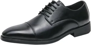 Men's Patent Leather Oxford Shoes Comfortable Classic Pointed Toe Tuxedo Dress Shoes Breathable Leather Wingtip Brogue Shoes for Men(Black,8)