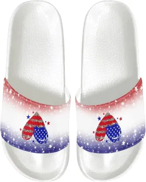 Mens Pillow House Slide Sandals Non-Slip White Bath Sandals Wide Width EVA Flat Shoes Quick Drying Peep Toe Slippers Beach Dress Shoes