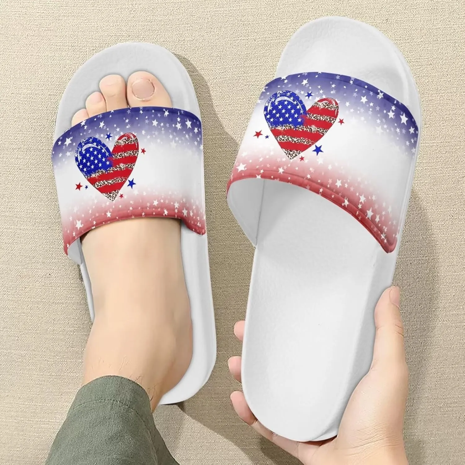 Mens Pillow House Slide Sandals Non-Slip White Bath Sandals Wide Width EVA Flat Shoes Quick Drying Peep Toe Slippers Beach Dress Shoes