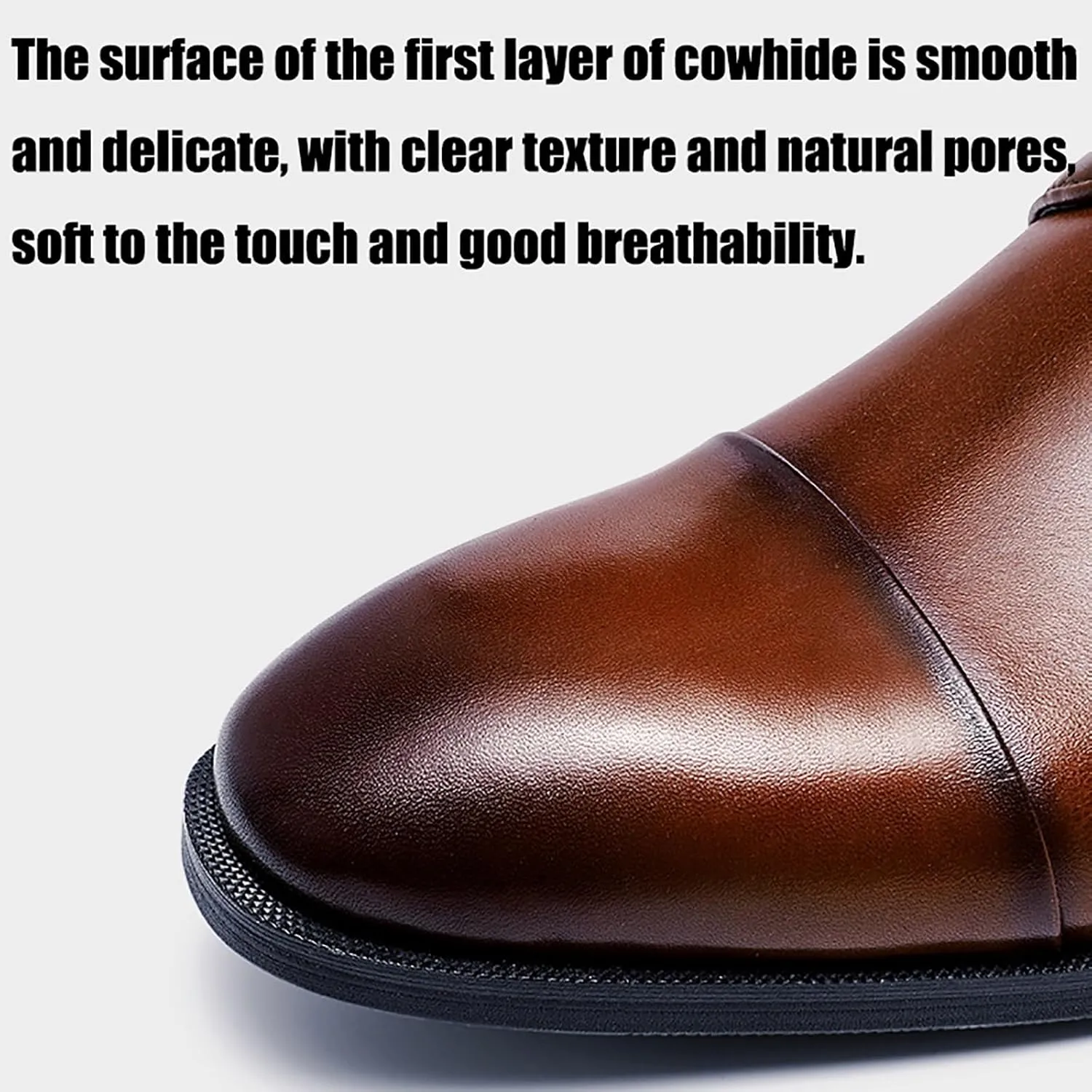 Men's Premium Dress Shoes for Business and Weddings Breathable Cowhide Oxfords with Non-Slip Rubber Sole, Formal Office and Event Footwear