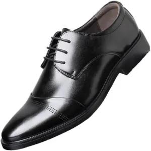 Men's Retro Oxfords Shoes Comfortable Business Lace Up Men Dress Shoes Non-Slip Softsole Pointed Toe Walking Derby Shoes