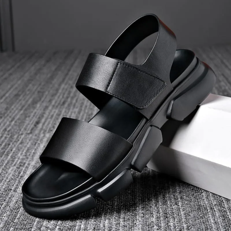 Men's Slip-On Leather Derby Shoes - Elastic Side Panels with Lightweight Outsole for Business Trips & Events