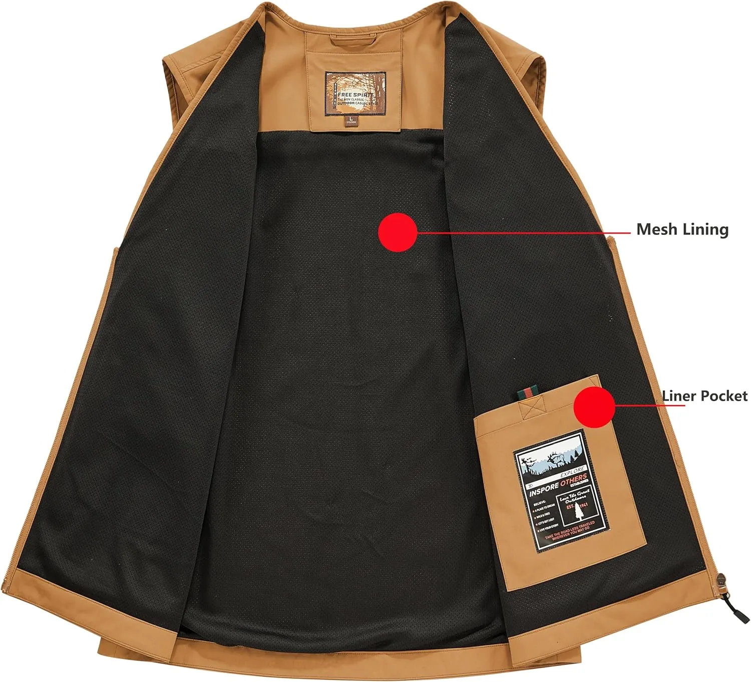 Men's Softshell Fishing Vest Outdoor Lightweight Waistcoat Waterproof Utility Cargo Sleeveless Jacket