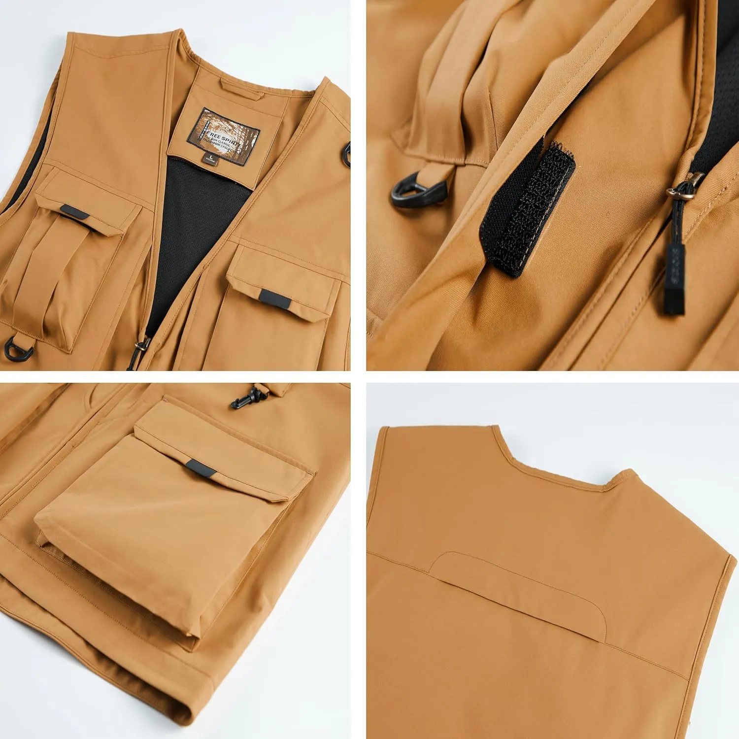 Men's Softshell Fishing Vest Outdoor Lightweight Waistcoat Waterproof Utility Cargo Sleeveless Jacket