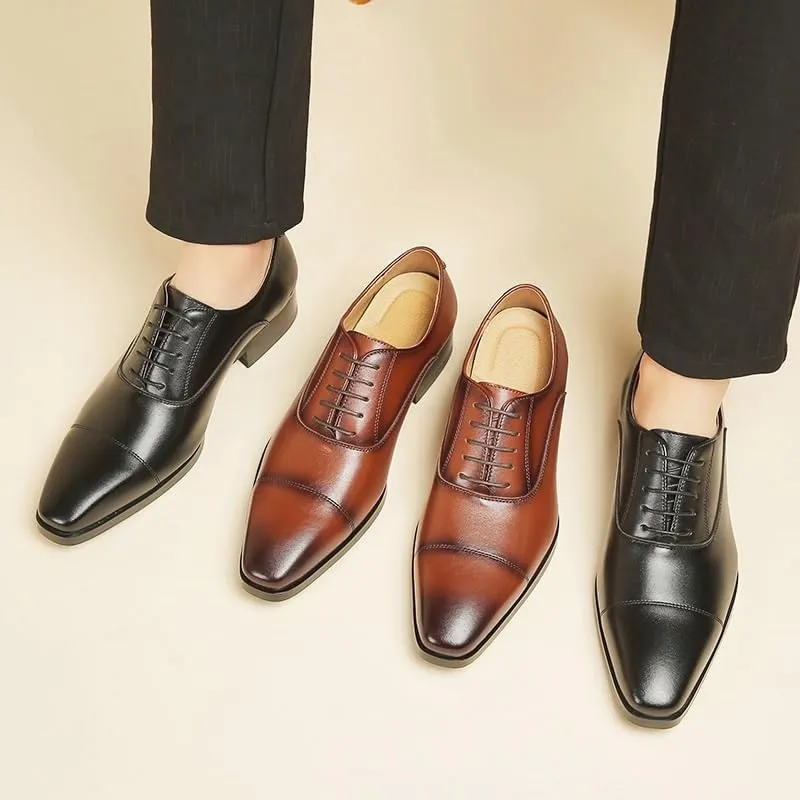 Mens Split Toe Derby Oxford Dress Shoes Genuine Leather British Style Lace Up Business Formal Office Work