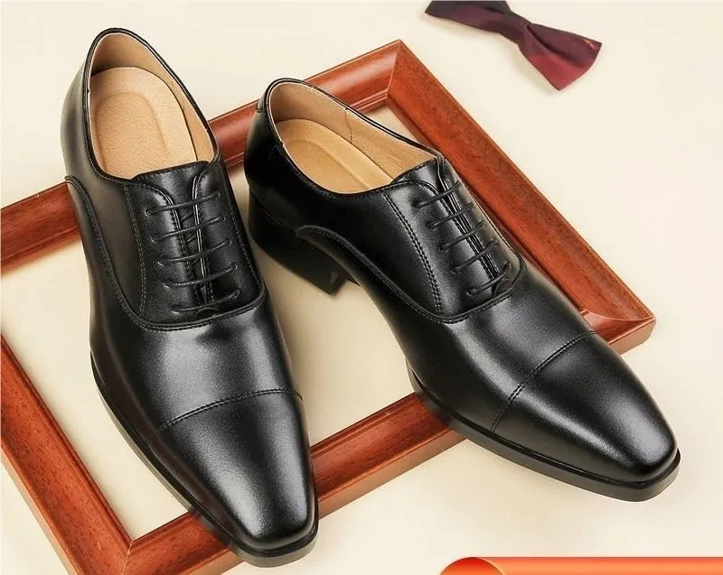 Mens Split Toe Derby Oxford Dress Shoes Genuine Leather British Style Lace Up Business Formal Office Work