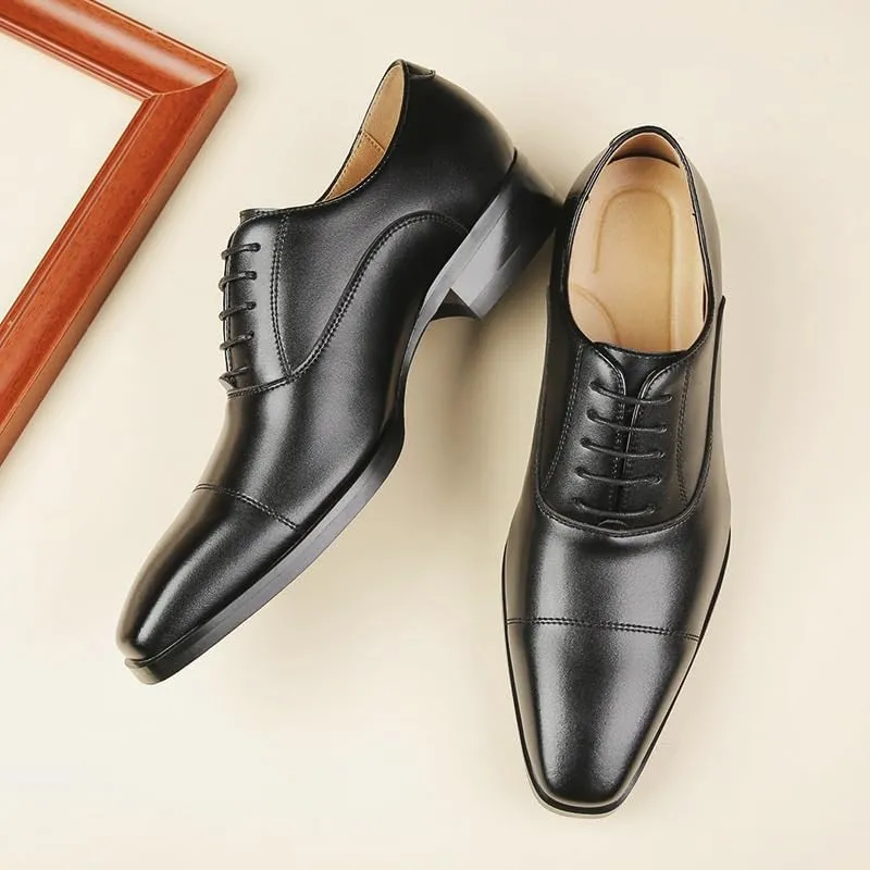 Mens Split Toe Derby Oxford Dress Shoes Genuine Leather British Style Lace Up Business Formal Office Work