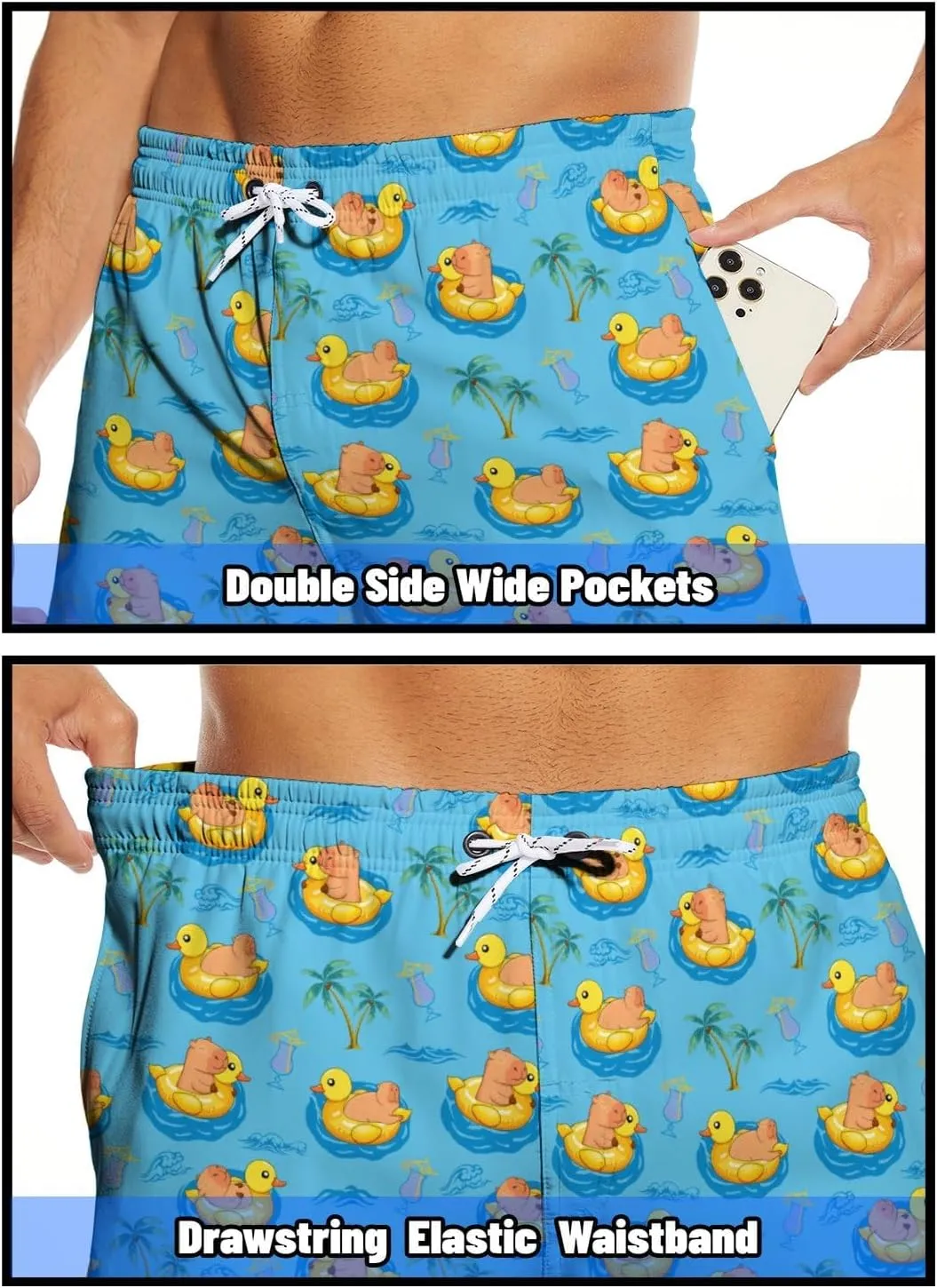 Mens Swim Trunks Swimming Trunks with Compression Liner Board Shorts 7 inch Swim Shorts Swimsuit