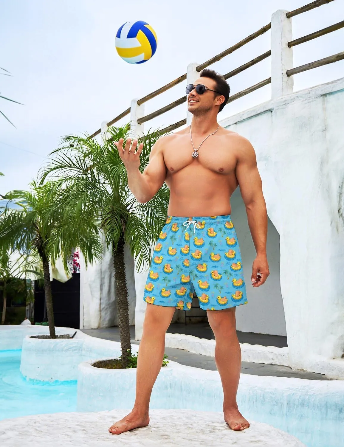Mens Swim Trunks Swimming Trunks with Compression Liner Board Shorts 7 inch Swim Shorts Swimsuit