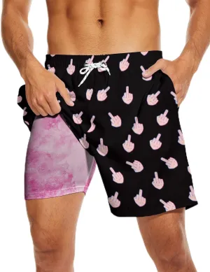 Mens Swim Trunks Swimming Trunks with Compression Liner Board Shorts 7 inch Swim Shorts Swimsuit