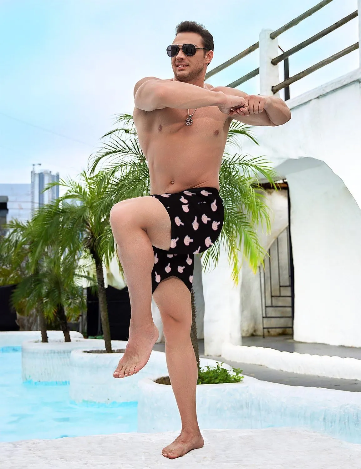 Mens Swim Trunks Swimming Trunks with Compression Liner Board Shorts 7 inch Swim Shorts Swimsuit