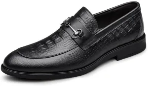 Men's Vintage Leather Slip-On Oxford Shoes - Pointed Toe Formal Derby Shoes for Business & Special Occasions