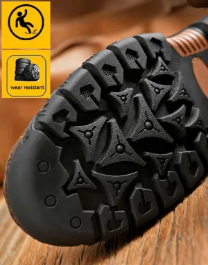 Men's Waterproof Hiking Boots Lace-up Lightweight & Breathable Mid Ankle Work Shoes Moc Anti Slip Trekking Shoes Casual Climbing Hiker Outdoor Boots