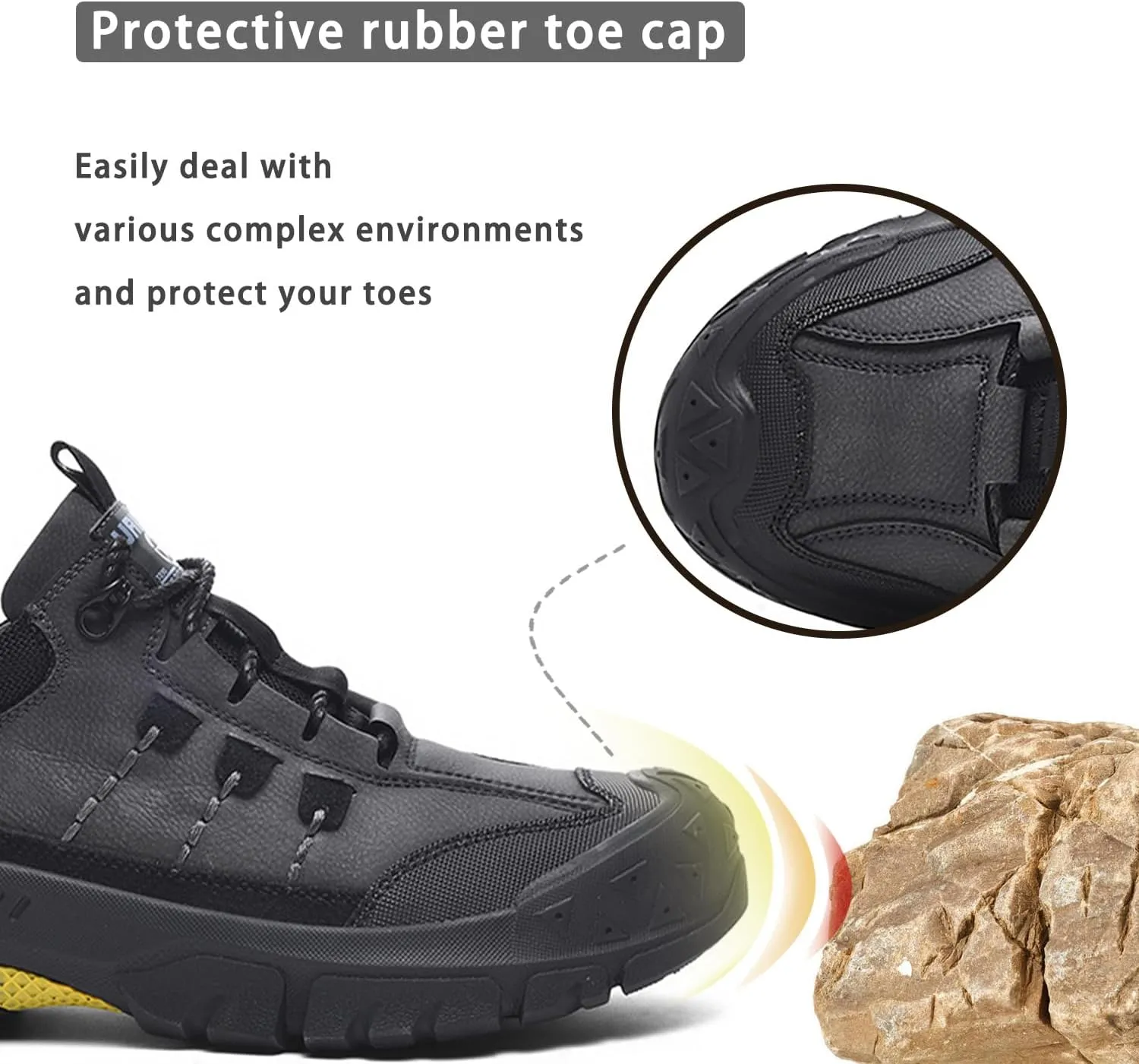 Men's Waterproof Hiking Shoes Leather Casual Outdoor Low Walking Trekking Shoes for Men