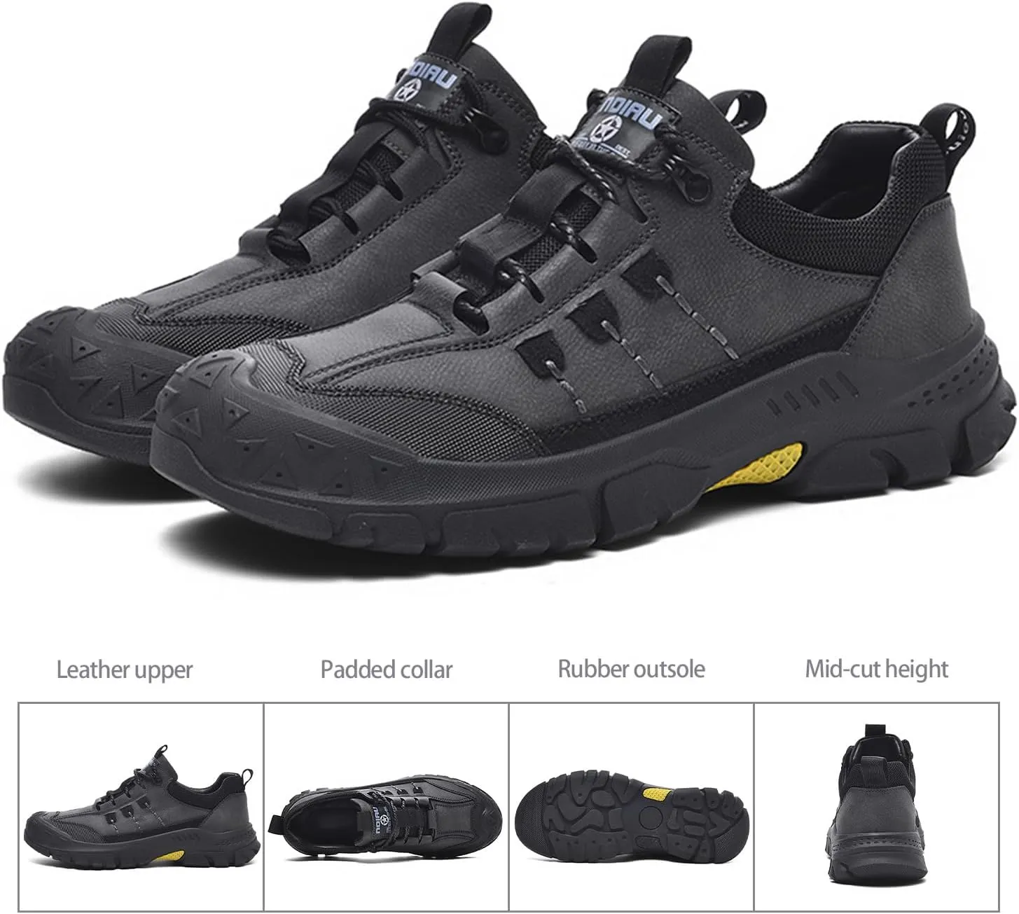 Men's Waterproof Hiking Shoes Leather Casual Outdoor Low Walking Trekking Shoes for Men