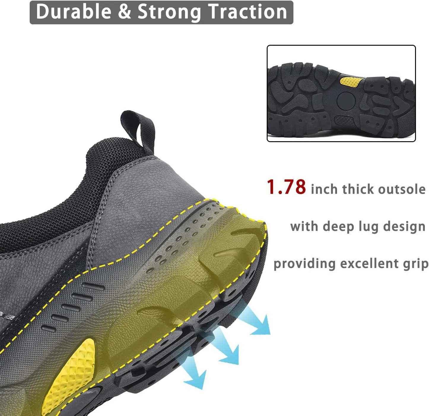 Men's Waterproof Hiking Shoes Leather Casual Outdoor Low Walking Trekking Shoes for Men
