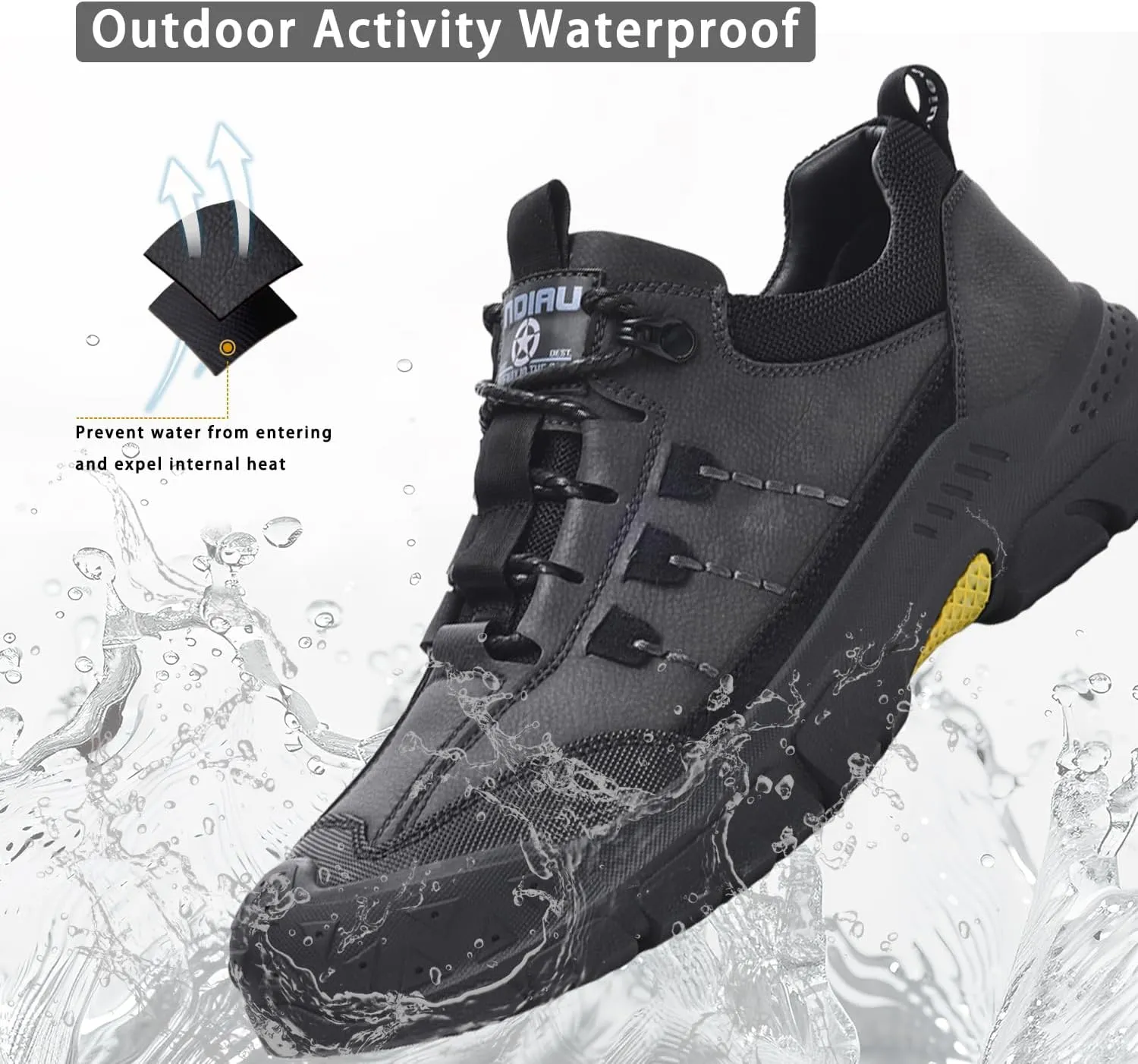 Men's Waterproof Hiking Shoes Leather Casual Outdoor Low Walking Trekking Shoes for Men